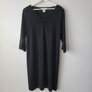 Exclusively Misook womens shift dress size XL Ring Detail neck 3/4 sleeve